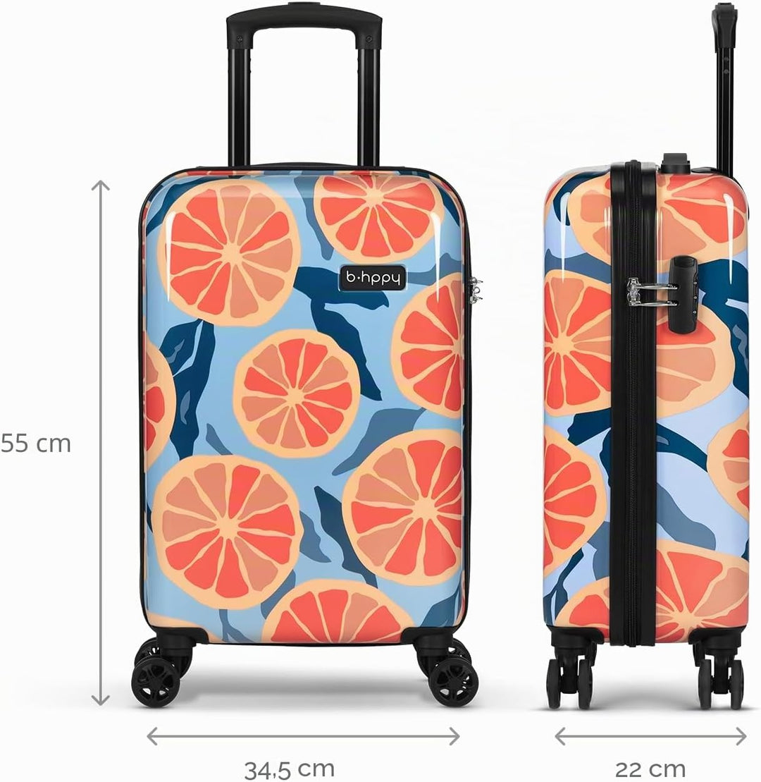 Handgepäck Koffer mit 4 Rollen 53x35x20cm - Hartschalen Kabinentrolley - Zahlenschloss - 33L - Grape