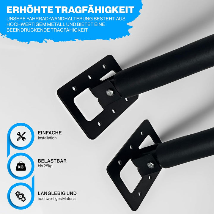Lanco Fahrrad Wandhalterung klappbar bis 25 kg – Platzsparende Fahrradhalterung Wand für E-Bike, MTB