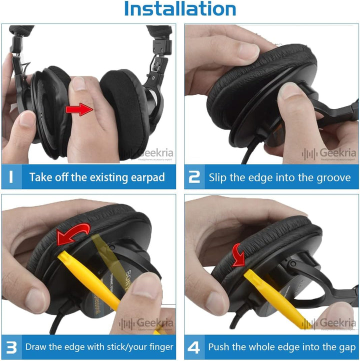 GEEKRIA Comfort Cooling Gel-Infused Cloth Ersatz-Ohrpolster für Kopfhörer SONY MDR-7506, MDR-V6, MDR