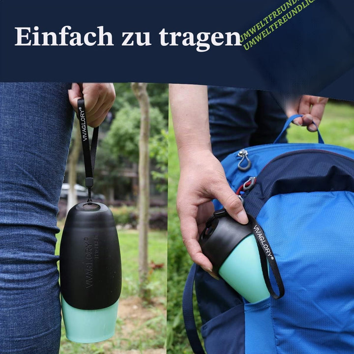 VIVAGLORY Pawhike Hundetrinkflasche, Hunde Trinkflasche für Unterwegs, Hundetrinkflasche, Edelstahl