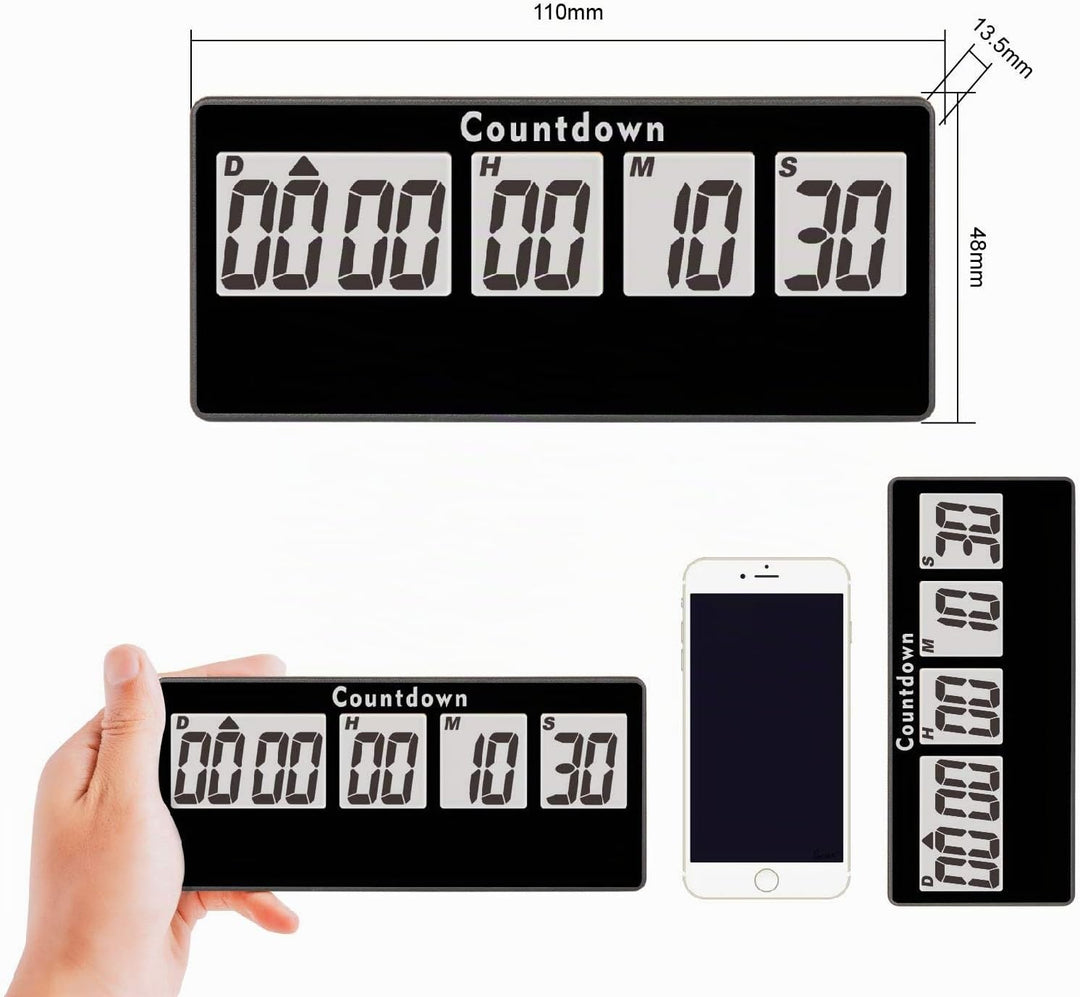Jayron Retirement Timer 9.999 Tage Digitale Countdown Uhr Laute Alarme,Magnet Adsorption Stoppuhr Ti
