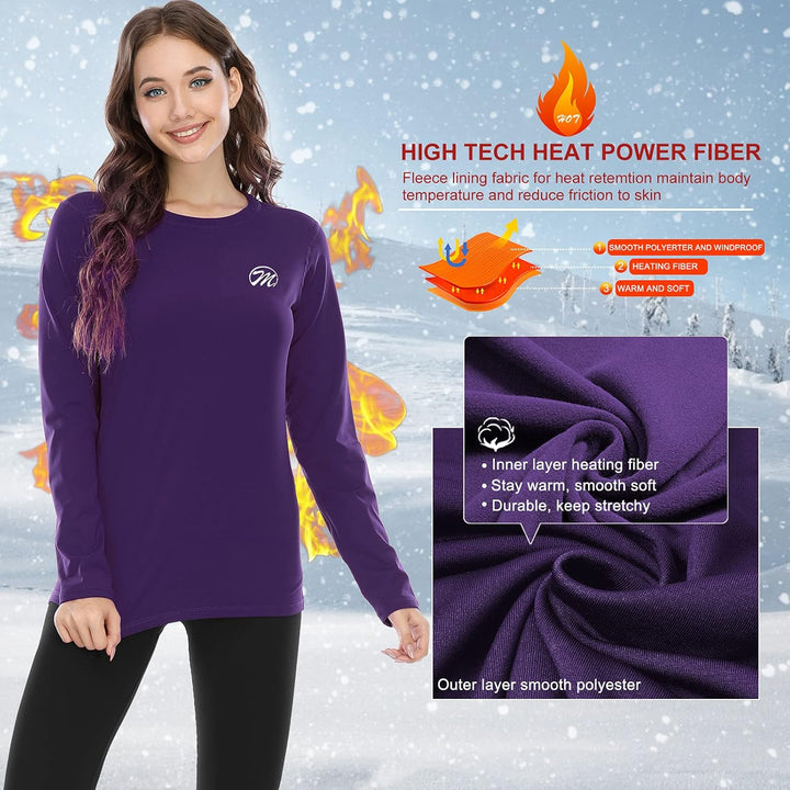 MEETWEE Thermounterwäsche Funktionsunterwäsche Damen, Skiunterwäsche Winter Set Atmungsaktiv Lange T