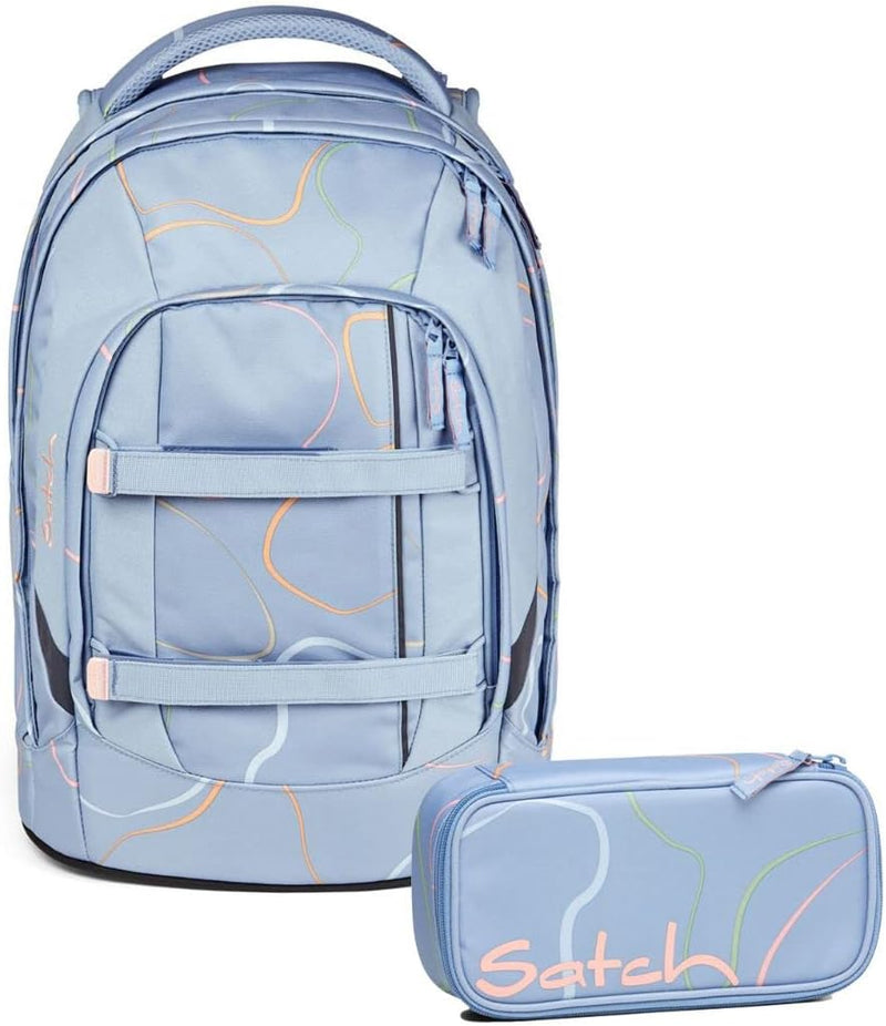 satch Pack Schulrucksack Set 2tlg. inkl. Schlamperbox Vivid Blue, Vivid Blue