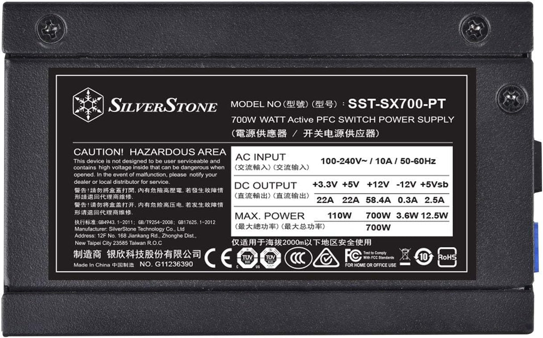 SilverStone Technology SST-SX700-PT - SFX Serie, 700W 80 Plus Bronze flüsterleises PC-Netzteil mit 9