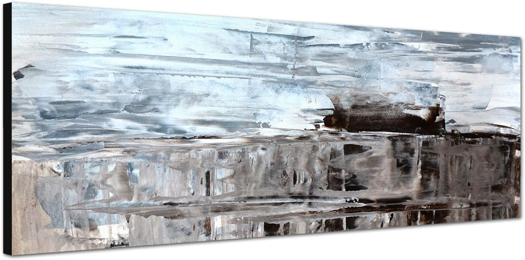 Paul Sinus Art Panoramabild auf Leinwand und Keilrahmen 150x50cm Malerei Kunst grau braun abstrakt