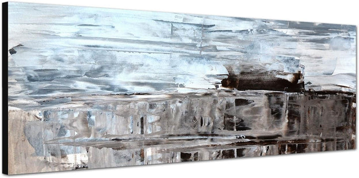 Paul Sinus Art Panoramabild auf Leinwand und Keilrahmen 150x50cm Malerei Kunst grau braun abstrakt