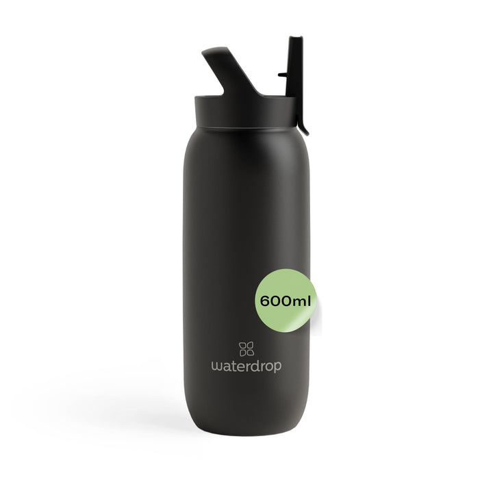 waterdrop® All Purpose Thermosflasche 600ml – Trinkflasche mit Strohhalm – isolierte Edelstahl, 24h