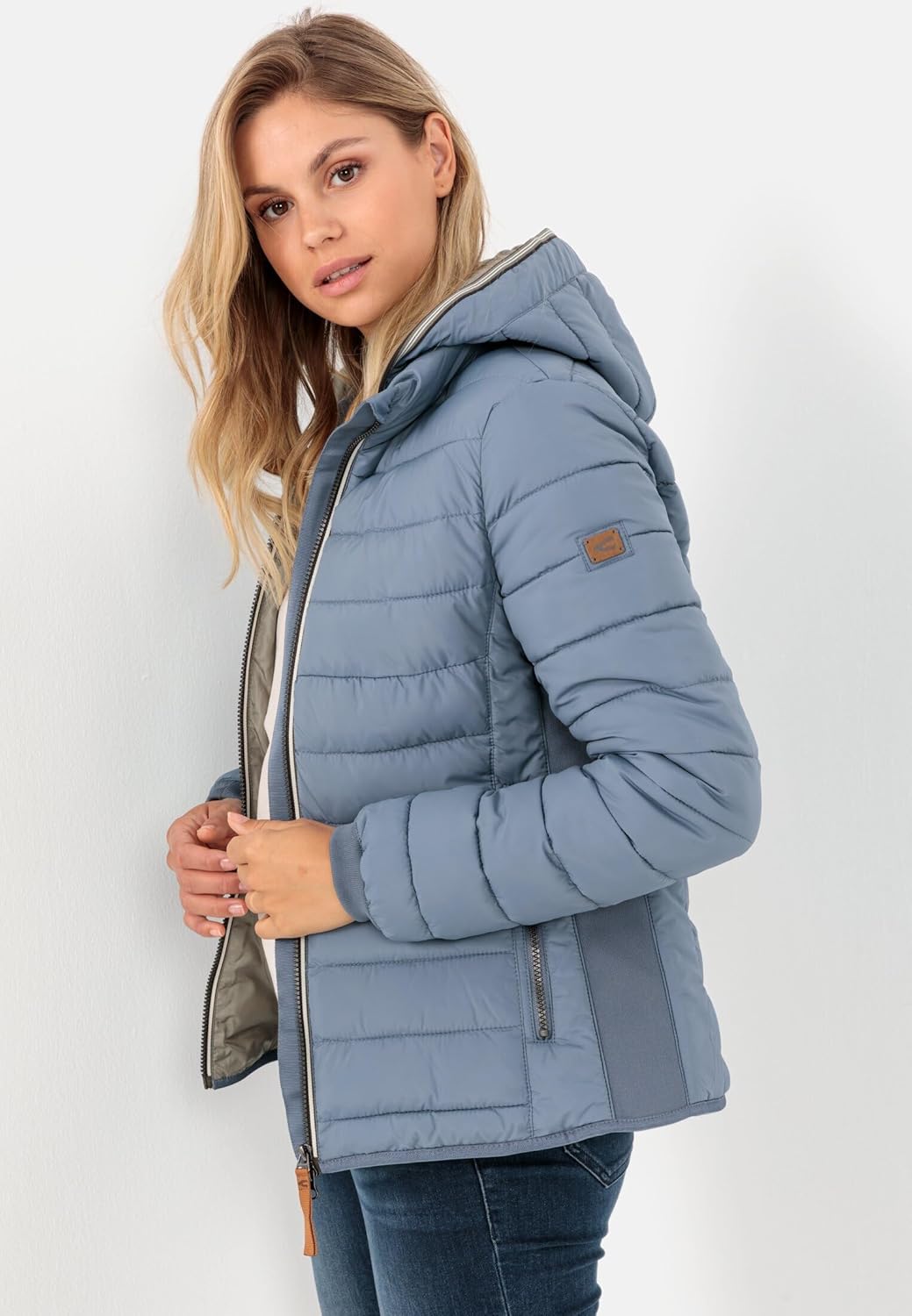 camel active Damen leichte Steppjacke mit Abnehmbarer Kapuze 40 Blau, 40 Blau