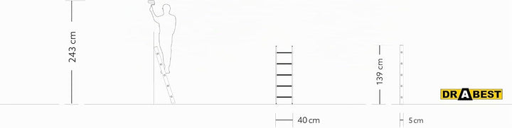 DRABEST Leiter PRO Serie Aluleiter 5 Sprossen Anlegeleiter Stufenanlegeleiter bis 150 kg belastbar H