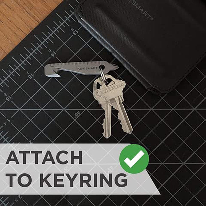 KeySmart MultiTool - 5-in-1 Mehrzweck-Schlüsselanhängerwerkzeug mit Kastenschneider, Lineal, Hebelst