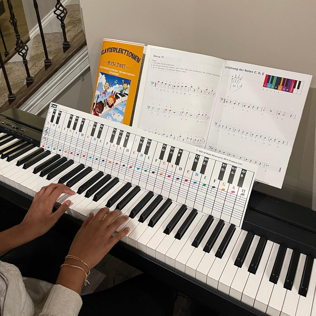 Klavier- und Keyboard-Notentabelle, kompletter Klaviermusikunterricht mit Farbnoten, Handbuch 1 und