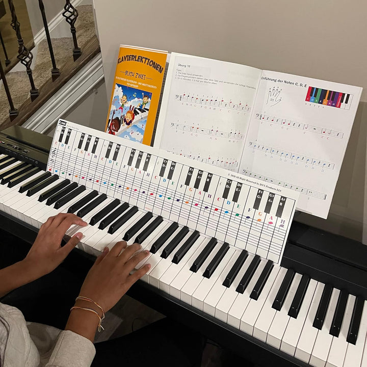 Klavier- und Keyboard-Notentabelle, kompletter Klaviermusikunterricht mit Farbnoten, Handbuch 1 und