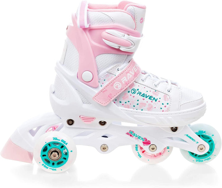 RAVEN 4in1 Inline Skates Triskates Rollschuhe Schlittschuhe Inliner LED Räder für Kinder Mädchen ver