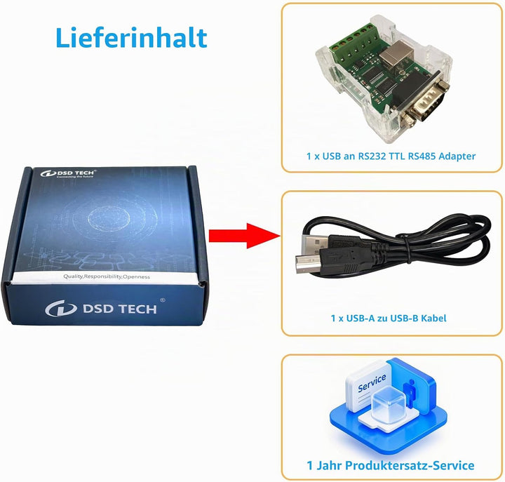 DSD TECH 3-IN-1-USB-zu-RS232-TTL-RS485-Adapter SH-U20A mit FTDI-FT232RL-Chip für Windows Liunx Mac O
