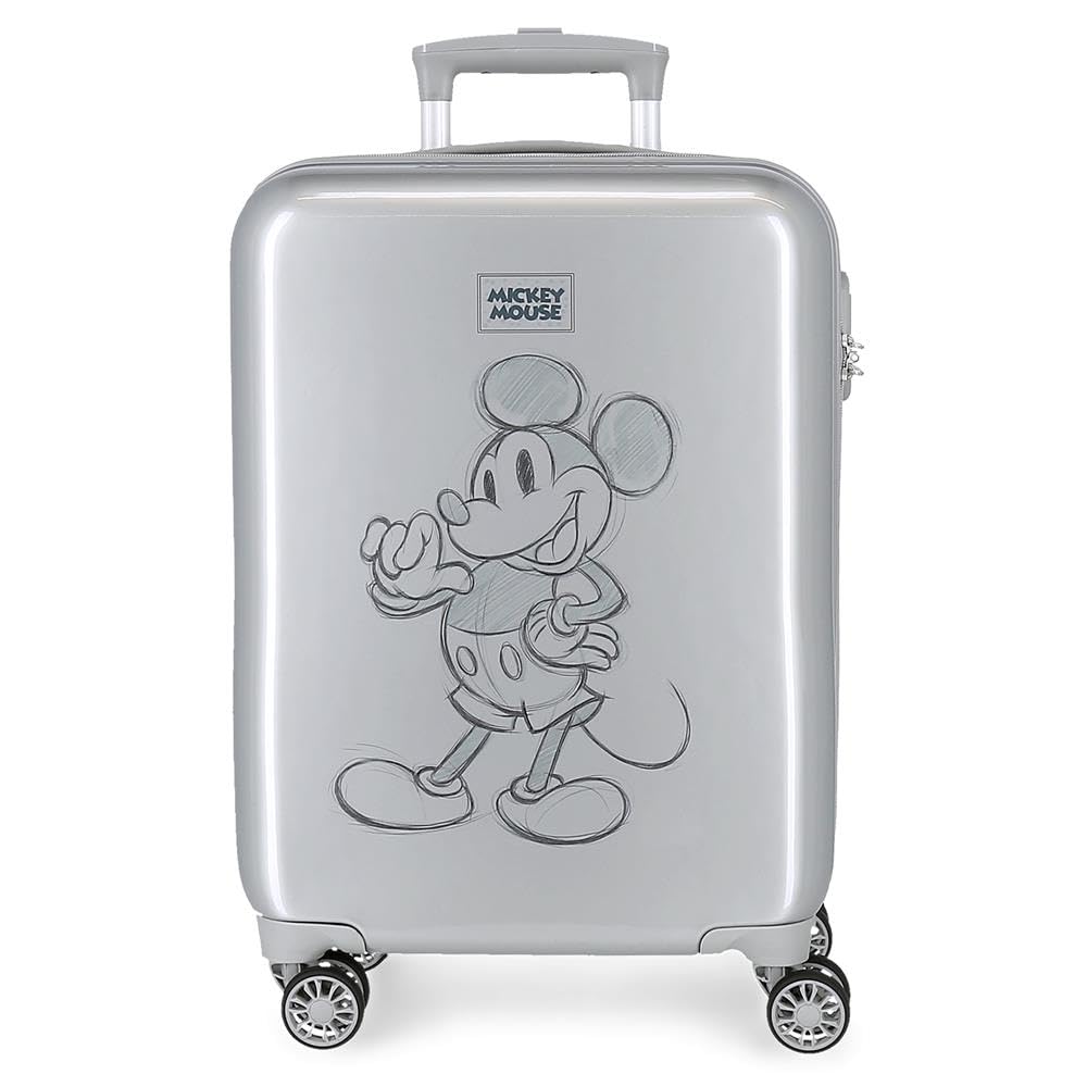 Disney Mickey 100 Grauer Kabinenkoffer 37 x 55 x 20 cm starres ABS-Seitenkombinationsschloss 34 l 2