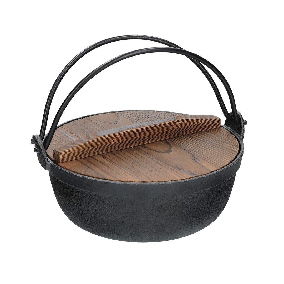 KitchenCraft World of Flavours Japanischer Kochtopf mit Holzdeckel, Gusseisen, Hot Pot, Sukiyaki, 1,
