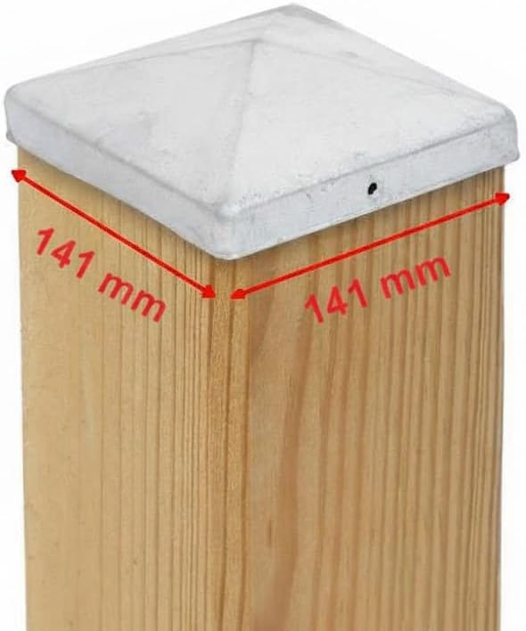 25 x Pfostenkappe 141 x 141 mm Pyramide – Feuerverzinkter Stahl – Pfostenabdeckung für 140x140 mm Ho