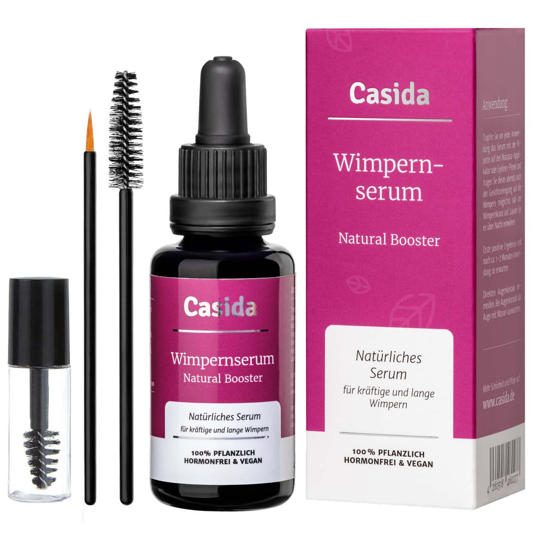 Casida Wimpernserum ohne Hormone Natural Booster - 30 ml Flasche - fördert das Wachstum gesunder, kr