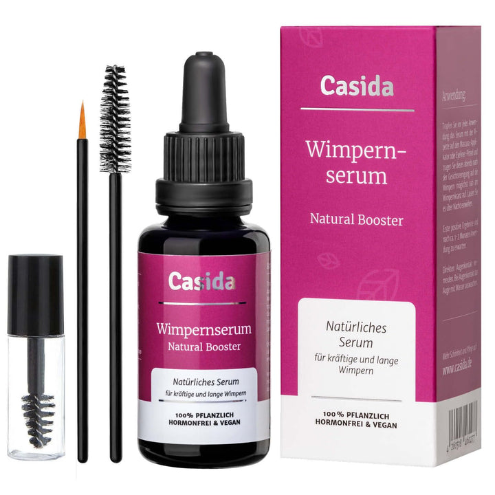Casida Wimpernserum ohne Hormone Natural Booster - 30 ml Flasche - fördert das Wachstum gesunder, kr