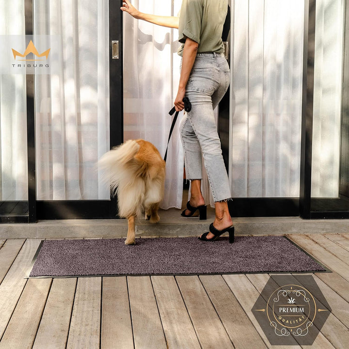 TRIBURG® Fussmatte 90x150 Braun Schwarz - Schmutzfangmatte 90 x 150 wetterfest, wasserfest, waschbar