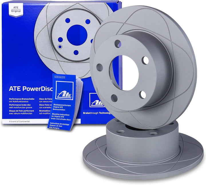 ATE Bremsenset Hinterachse inkl. Power Disc Bremsscheiben Hinten Ø 245 mm Voll und Bremsbeläge Hinte