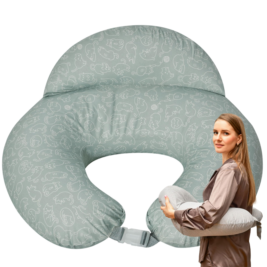 sei Design Stillkissen klein Baby- Stillhörnchen mit abnehmbaren Stillkissenbezug aus 100% Baumwolle