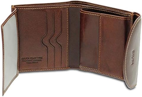 Giudi Damen Geldbörse aus Rindsleder, echtes Leder, Kartenetui Braun, Braun