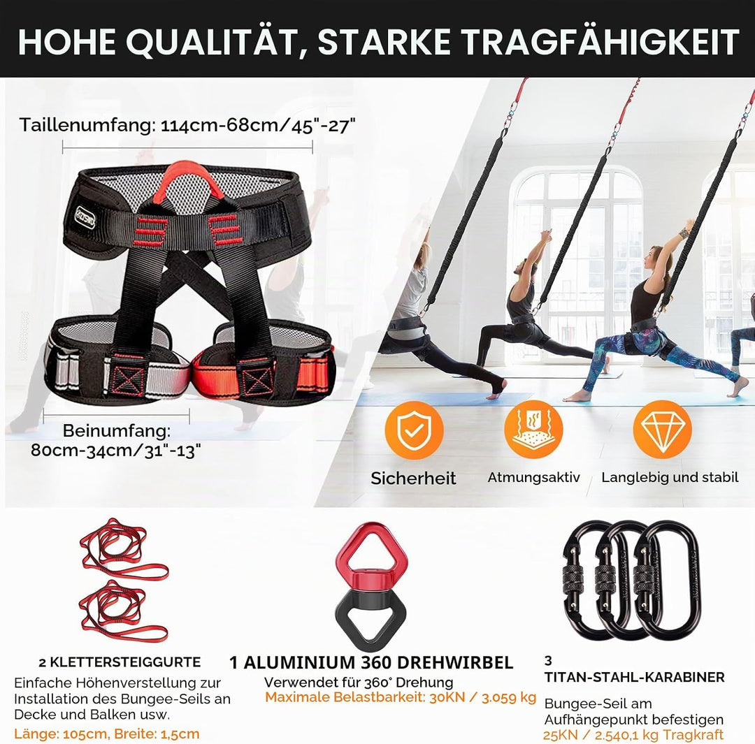 DASKING Heavy Bungee Band Set, Air Yoga Widerstand Bungee Stretch Gürtel, 4D Bungee Tanzseil, Exerci