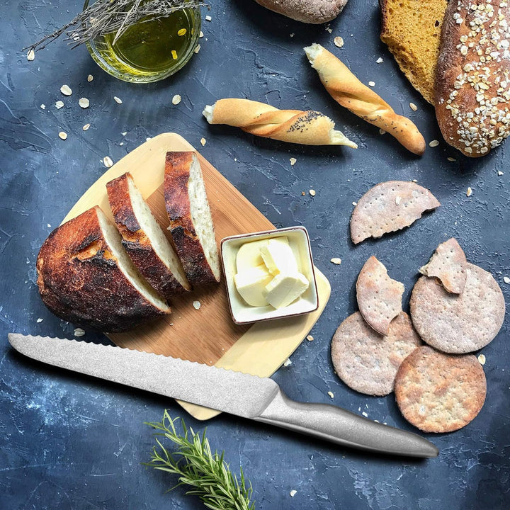 hecef Messerset mit 5 Slots Rolltasche und Messerscheide, Weinlese Stonewashed Edelstahl Messer Set