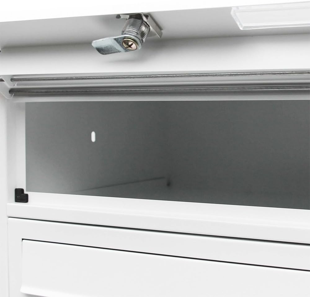 Wiltec 4er Briefkastenanlage weiss 270 x 513 x 1500 mm, Standbriefkasten mit 3 Fächern, Schlüssel un