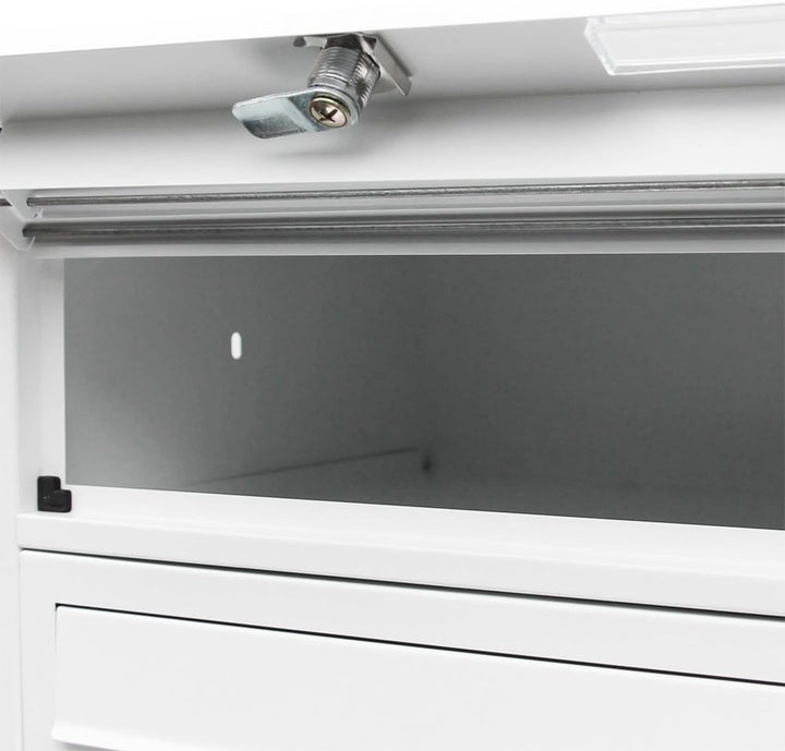 Wiltec 4er Briefkastenanlage weiss 270 x 513 x 1500 mm, Standbriefkasten mit 3 Fächern, Schlüssel un