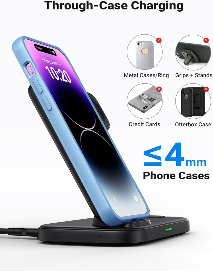 INIU 3 in 1 Kabelloses Ladegerät, Induktive Ladestation für Apple Watch und iPhone, Wireless Charger