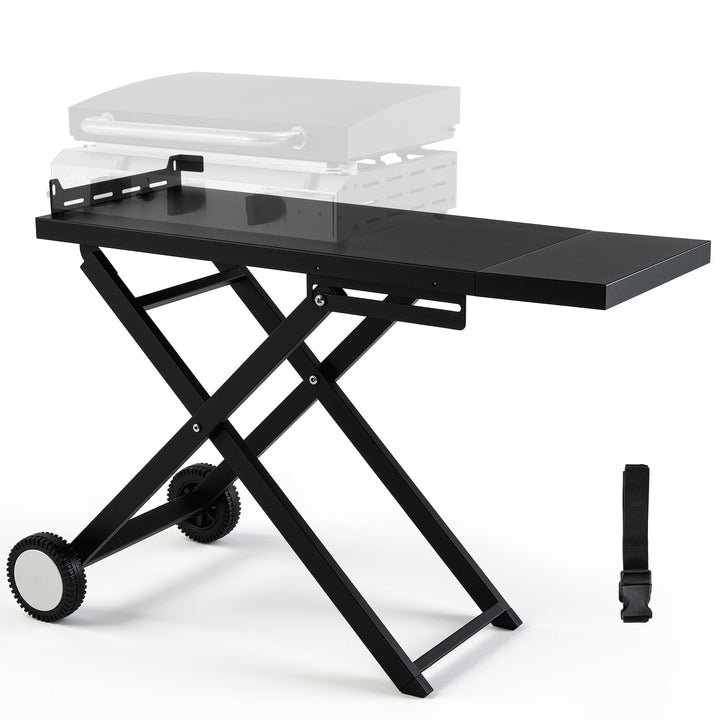 LIFERUN Klappbarer Grillwagen mit Grosser Arbeitsfläche(102x39 cm) & 2 Räder,Tragbarer Grilltisch mi