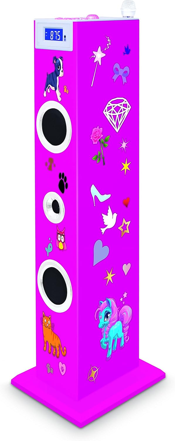 BigBen Sound Tower TW5 Pink inkl. Mikrofon, USB-Anschluss und Fernbedienung