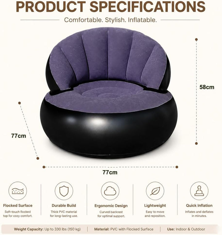 Gohytal Aufblasbarer Sessel, Aufblasbares Stuhl Sofa, Wasserdichtes Luftsofa Aufblasbares, Sessel, A