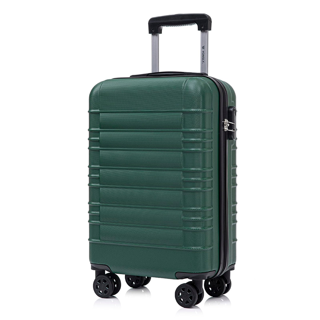 Koffer Suitcase M Dunkelgrün, Trolley Reisekoffer, Kabinenkoffer Rollkoffer Handgepäck mit 4 Rollen