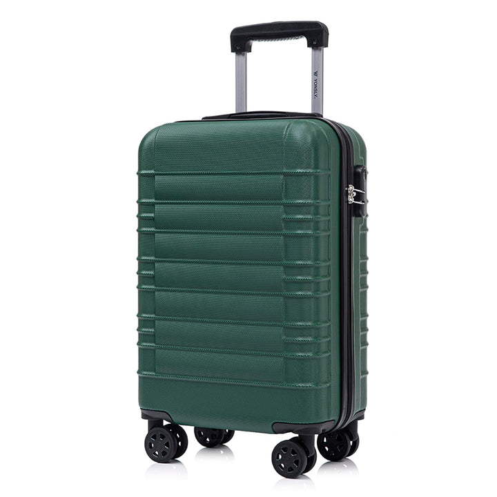 Koffer Suitcase M Dunkelgrün, Trolley Reisekoffer, Kabinenkoffer Rollkoffer Handgepäck mit 4 Rollen