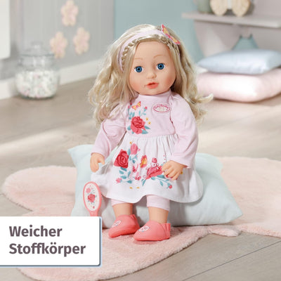 Zapf Creation 706572 Baby Annabell Sophia 43cm- weiche Stoffpuppe mit langen blonden Haaren, rosa Pu