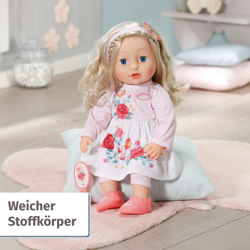 Zapf Creation 706572 Baby Annabell Sophia 43cm- weiche Stoffpuppe mit langen blonden Haaren, rosa Pu