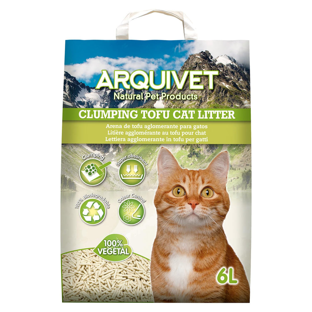 Tofu Katzenstreu, 6 l, Packung mit 6 Stück, Bindemittel und saugfähig weiss 6L x 6u, weiss 6L x 6u