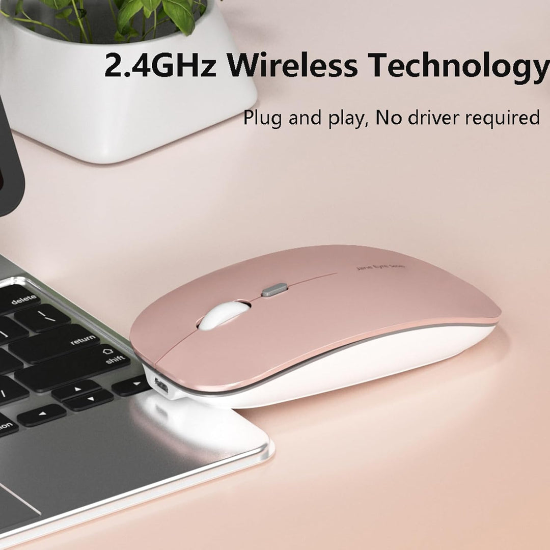 Uiosmuph Q5 Kabellos Maus, Wiederaufladbar Funkmaus 2.4G Leise Funkmaus Ultra Dünn Wireless Computer