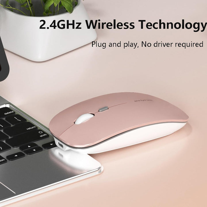 Uiosmuph Q5 Kabellos Maus, Wiederaufladbar Funkmaus 2.4G Leise Funkmaus Ultra Dünn Wireless Computer