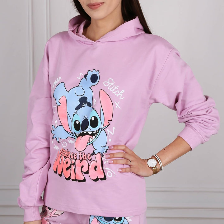 Disney Stitch Sweatshirt mit Kapuze aus Baumwolle für Mädchen, über den Kopf zu ziehen, 100% Baumwol
