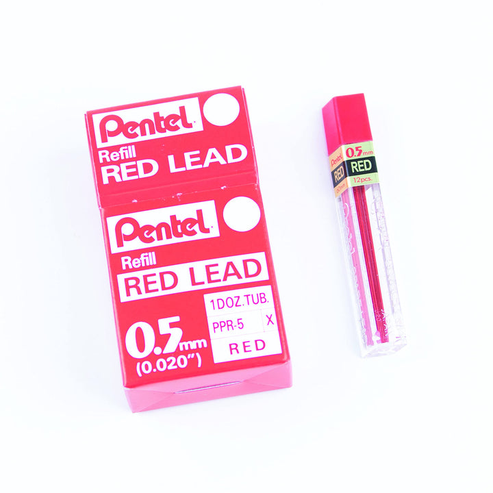 Pentel PPR Cases mit 12 rot Ersatzmine für Druckbleistifte 0,5 mm rot 0,5Â mm, rot 0,5Â mm