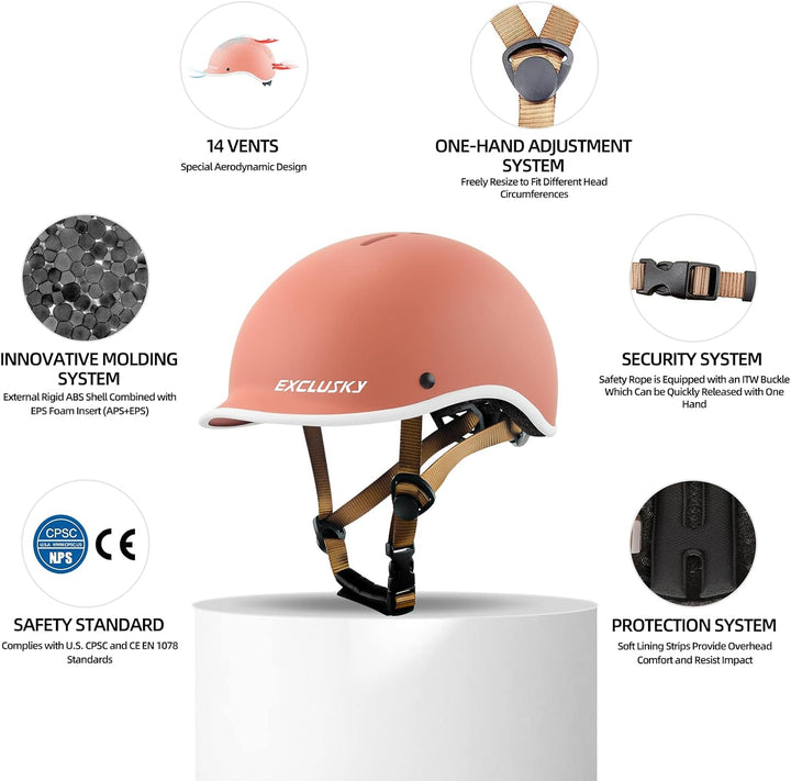 Exclusky Fahrradhelm Kinder Jungen, Fahrradhelm Mädchen Kinderhelm Skaterhelm BMX Helm Retro Helm (5