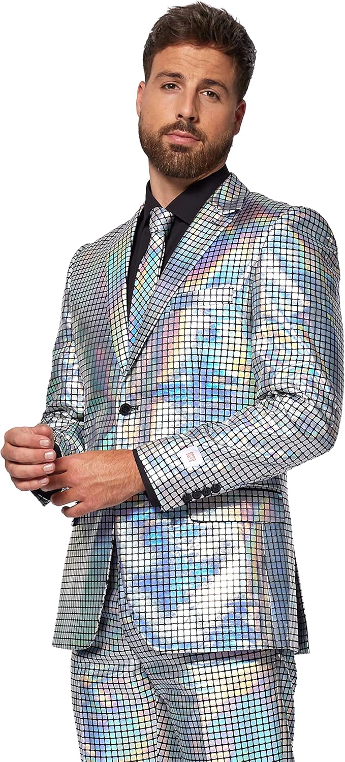 OppoSuits Herren Opposuits Halloween Suit For Men in Creepy And Stylish Print Anzug 46 Discoballer,
