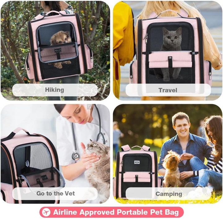 Erweiterbar Katzenrucksack Hunderucksack für Katzen Hunde bis 8kg, Gross Katzen Rucksack Faltbare Ha