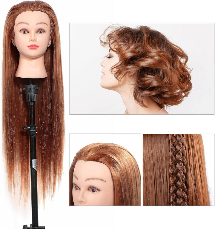 Dickes Haar, Friseur-Trainingskopf, Kosmetik-Puppenkopf, 24-Zoll-Kunstfaser-Haar-Trainingskopf mit T