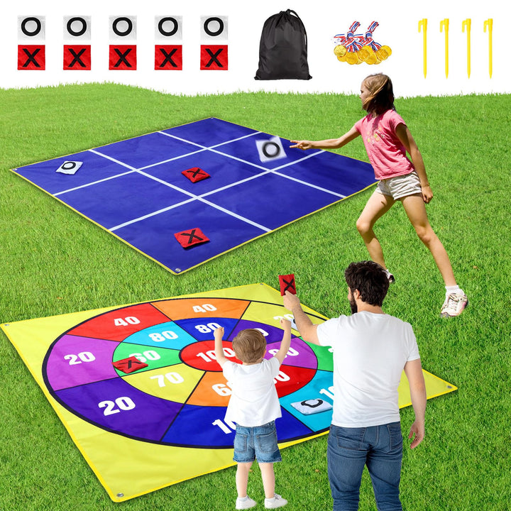2-in-1 Outdoor Riesen Tic Tac Toe &amp; Beanbag-Wurfspiel für Kinder und Erwachsene, 1,4 m (4,5 Fuss) gr