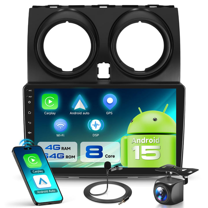 8 Kern 4G+64G Autoradio Android 15 für Nissan Qashqai J10 2006-2016, 9'' HD IPS Touchscreen Auto Rad